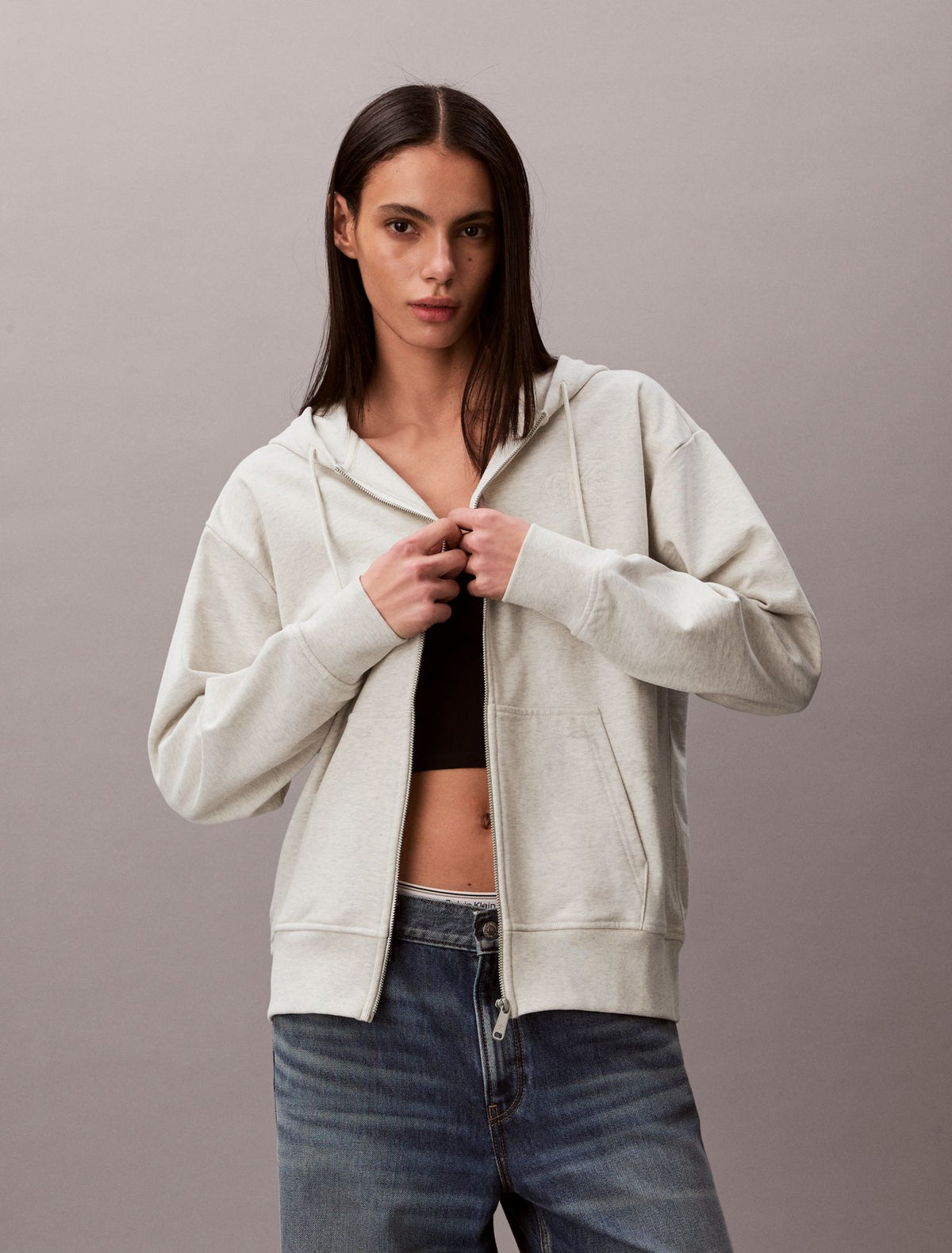 Terry Embossed Monologo Relaxed Hoodie - Calvin Klein Women