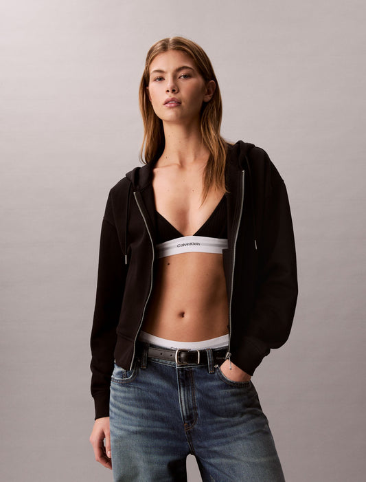 Terry Monogram Cropped Hoodie - Calvin Klein Women