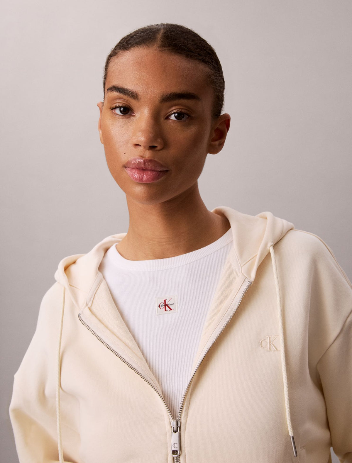 Terry Monogram Cropped Hoodie - Calvin Klein Women