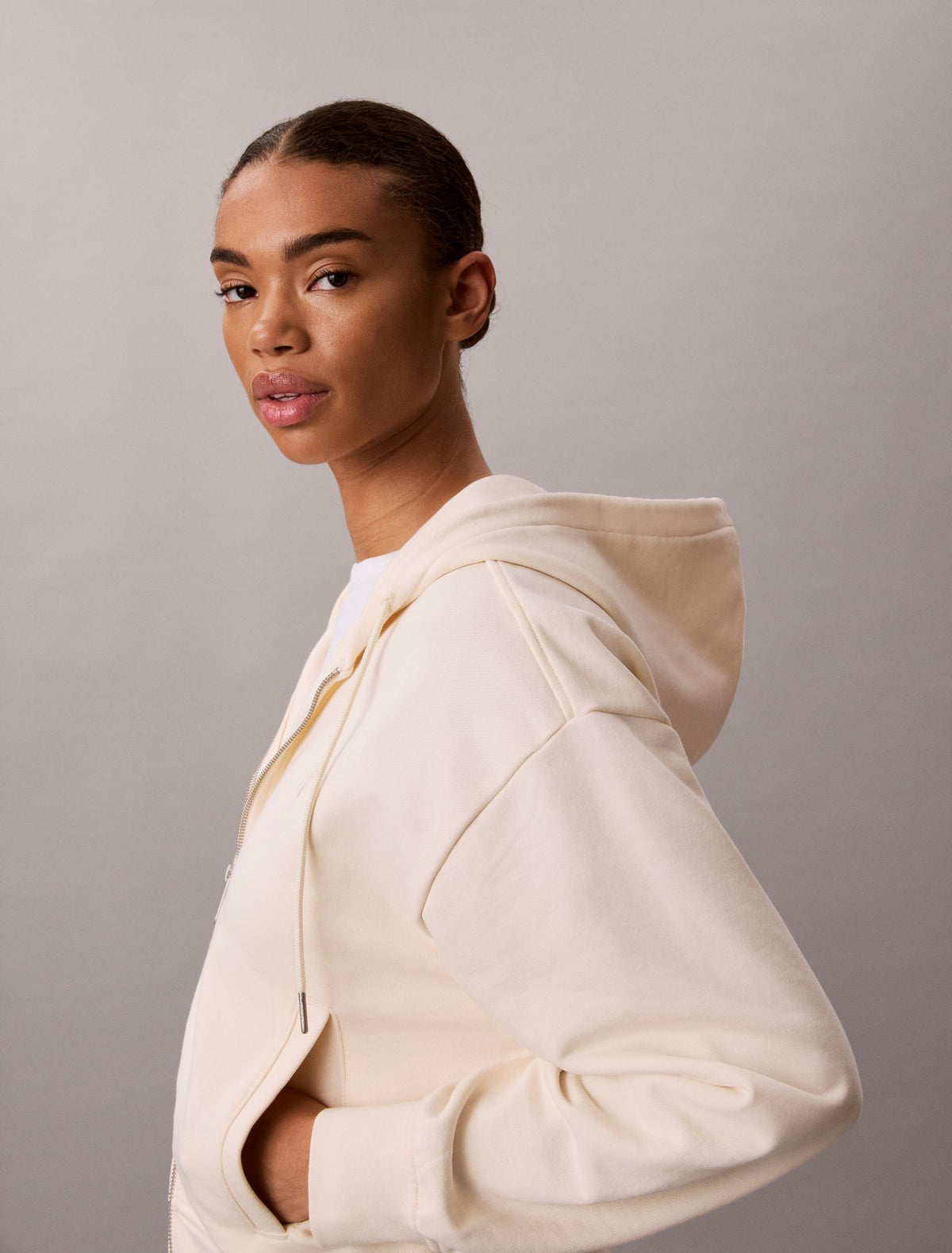 Terry Monogram Cropped Hoodie - Calvin Klein Women