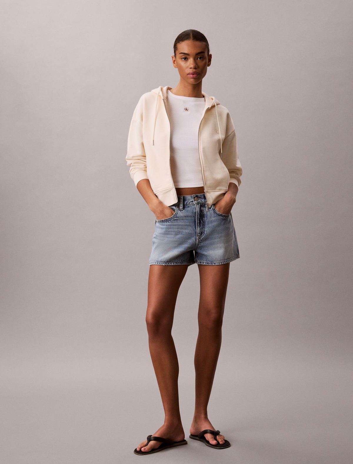 Terry Monogram Cropped Hoodie - Calvin Klein Women