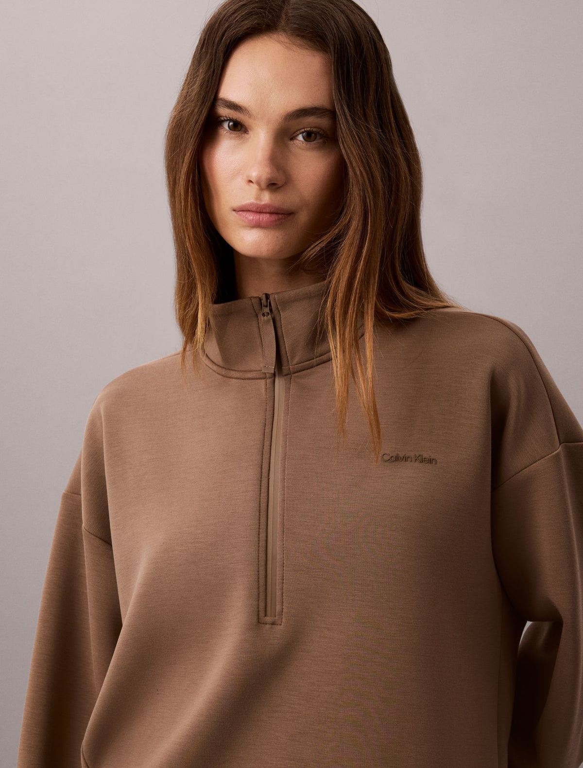 Ultra Soft Knit 1/4 Zip Sweatshirt - Calvin Klein Women